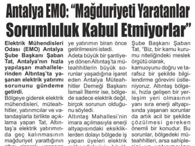 ANTALYA EMO: `MAĞDURİYET YARATANLAR SORUMLULUK KABUL ETMİYOR` (AKDENİZ GÜNCEL - 08.06.2023)