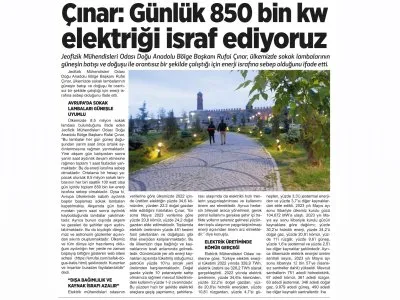 ÇINAR: GÜNLÜK 850 BİN KW ELEKTRİĞİ İSRAF EDİYORUZ (MİLLETİN SESİ)