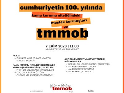 CUMHURİYETİN 100. YILINDA KAMU KURUMU NİTELİĞİNDEKİ MESLEK KURULUŞLARI VE TMMOB SEMPOZYUMU