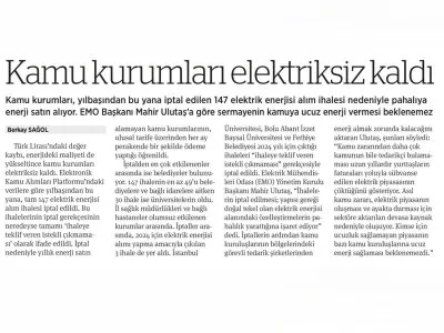 KAMU KURUMLARI ELEKTRİKSİZ KALDI (BİRGÜN)