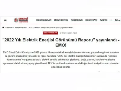 `2022 YILI ELEKTRİK ENERJİSİ GÖRÜNÜMÜ RAPORU` YAYINLANDI (ENERJİEKONOMİSİ.COM)