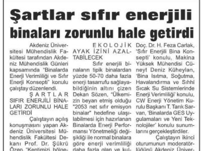 ŞARTLAR SIFIR ENERJİLİ BİNALARI ZORUNLU HALE GETİRDİ (TOROS GAZETESİ-1.11.2023)