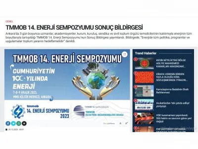 TMMOB 14. ENERJİ SEMPOZYUMU SONUÇ BİLDİRGESİ (HUKUKİHABER.NET)