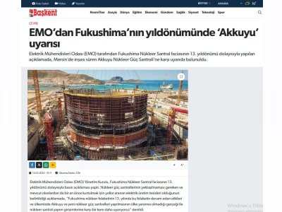 EMODAN FUKUSHİMANIN YILDÖNÜMÜNDE AKKUYU UYARISI (BASKENTGAZETE.COM.TR)