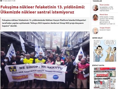 NÜKLEER FELAKETLER ÜLKESİ OLMAK İSTEMİYORUZ! EVRENSEL GAZETESİ