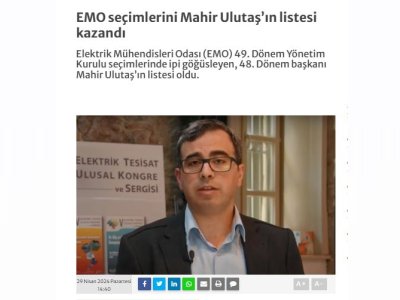 EMO SEÇİMLERİNİ MAHİR ULUTAŞIN LİSTESİ KAZANDI (ENERJİGUNLUGU.NET)