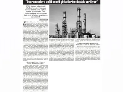 DEPREMZEDEYE DEĞİL ENERJİ ŞİRKETLERİNE DESTEK VERİLİYOR (BAŞKENT GAZETESİ)