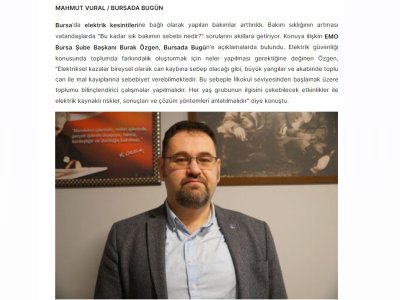 ŞUBE BAŞKANIMIZ BURAK ÖZGEN BURSA`DA BUGÜN` E KONUŞTU
