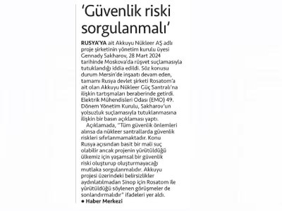 `GÜVENLİK RİSKİ SORGULANMALI` (CUMHURİYET)