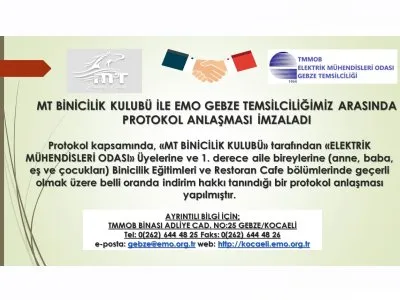 MT BİNİCİLİK KULÜBÜ İLE EMO GEBZE TEMSİLCİLİĞİMİZ ARASINDA PROTOKOL ANLAŞMASI İMZALADI