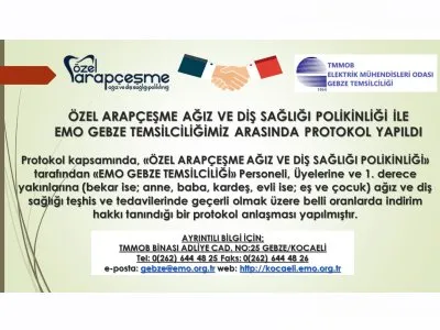ÖZEL ARAPÇEŞME AĞIZ VE DİŞ SAĞLIĞI POLİKİNLİĞİ İLE EMO GEBZE TEMSİLCİLİĞİMİZ ARASINDA PROTOKOL YAPILDI