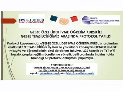 GEBZE ÖZEL LİDER İVME ÖĞRETİM KURSU İLE GEBZE TEMSİLCİLİĞİMİZ ARASINDA PROTOKOL YAPILDI