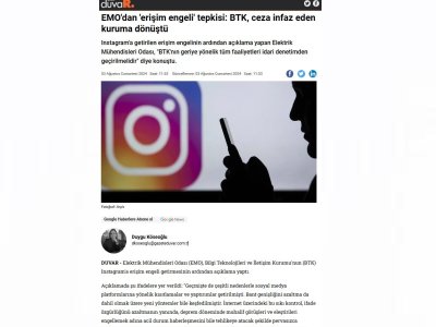 EMO`DAN `ERİŞİM ENGELİ` TEPKİSİ: BTK, CEZA İNFAZ EDEN KURUMA DÖNÜŞTÜ (GAZETEDUVAR.COM.TR)