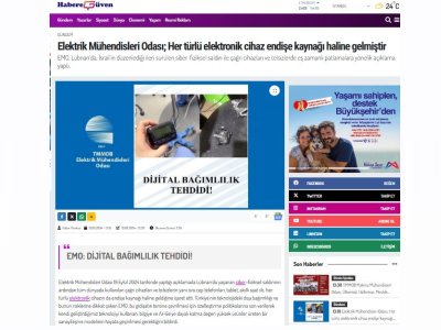 ELEKTRİK MÜHENDİSLERİ ODASI; HER TÜRLÜ ELEKTRONİK CİHAZ ENDİŞE KAYNAĞI HALİNE GELMİŞTİR (HABEREGUVEN.COM)