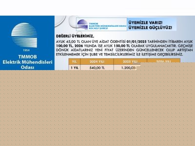 ÜYE AİDAT DEĞİŞİKLİĞİ HAKKINDA ÖNEMLİ DUYURU!