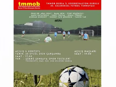 TMMOB İL KOORDİNASYON KURULU 34. GELENEKSEL FUTBOL TURNUVASI BAŞLIYOR