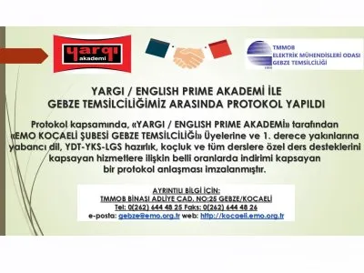 YARGI / ENGLISH PRIME AKADEMİ İLE GEBZE TEMSİLCİLİĞİMİZ ARASINDA PROTOKOL YAPILDI