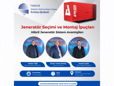 TEKNİK SEMİNER: JENERATÖR SEÇİMİ VE MONTAJ İPUÇLARI