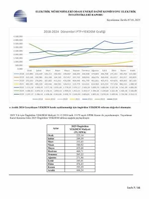 TÜRKİYE ELEKTRİK ENERJİSİ İSTATİSTİKLERİ ARALIK 2024 YAYINLANDI