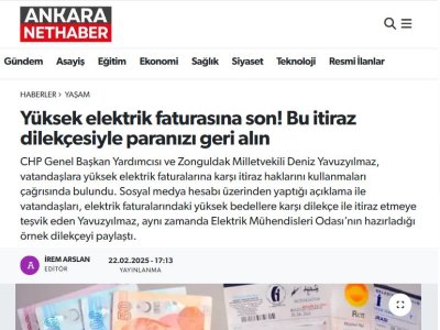 YÜKSEK ELEKTRİK FATURASINA SON! BU İTİRAZ DİLEKÇESİYLE PARANIZI GERİ ALIN (ANKARANETHABER.COM, )