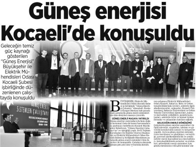 DEMOKRAT KOCAELİ: `` GÜNEŞ ENERJİSİ KOCAELİ`DE KONUŞULDU``