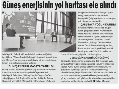 GÖLCÜK POSTASI: ``GÜNEŞ ENERJİSİNİN YOL HARİTASI ELE ALINDI``