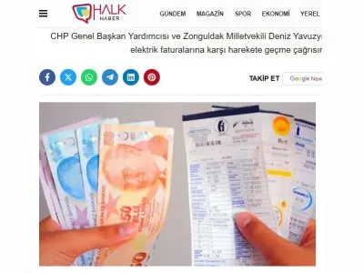 VATANDAŞLAR YÜKSEK ELEKTRİK FATURALARINA KARŞI HAREKETE GEÇMELİ! CHP`Lİ DENİZ YAVUZYILMAZ`DAN FATURALARA İTİRAZ ÇAĞRISI (HALKHABER.COM.TR, 22.02.2025)