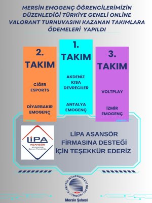 MERSİN EMOGENÇ ÖĞRENCİLERİMİZİN DÜZENLEDİĞİ TÜRKİYE GENELİ ONLİNE VALORANT TURNUVASINI KAZANAN TAKIMLARA ÖDEMELERİ YAPILDI.