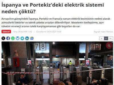 ELEKTRİK MÜHENDİSLERİ ODASI YÖNETİM KURULU BAŞKANI MAHİR ULUTAŞ YAZDI: İSPANYA VE PORTEKİZ`DEKİ ELEKTRİK SİSTEMİ NEDEN ÇÖKTÜ?