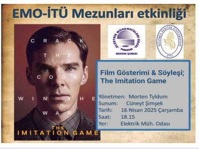 EMO MERSİN ŞUBE VE MERSİN İTÜ MEZUNLARI DERNEĞİ OLARAK 16 NİSAN 2025 AKŞAMI İÇİN ORTAK BİR ETKİNLİK PLANLADIK.
