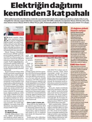 ELEKTRİĞİN DAĞITIMI KENDİNDEN 3 KAT PAHALI (DÜNYA GAZETESİ, 09.04.2025)