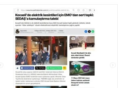 KOCAELİ HABERDAR.COM : KOCAELİ`DE ELEKTRİK KESİNTİLERİ İÇİN EMO`DAN SERT TEPKİ: SEDAŞ`A KAMULAŞTIRMA TALEBİ