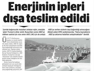 AKP İKTİDARI ABD`NİN BİÇTİĞİ KAFTANI GİYDİ ENERJİDE TAM BAĞIMLILIK (BİRGÜN, 28.09.2025)